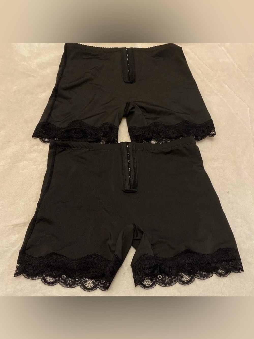 SHEIN Black Lace-Trim High-Waist Shaper Shorts (2-Pack)